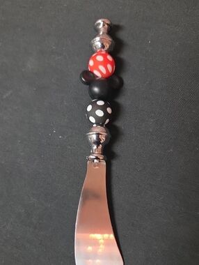 Mickey Mouse Polka Dot Beaded Spread Knife - Red, Black & White  Handmade!